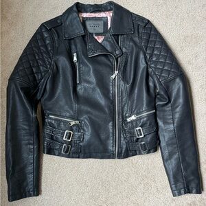 Lulus Black Vegan Leather Moto Jacket Size M